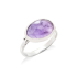 Ring with natural purple amethyst, in rhodium-plated silver 925