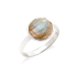 Ring with natural multi-colored labradorite, in 925 rhodium silver