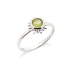 Ring with natural green peridot, in 925 rhodium silver