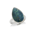 Ring with natural blue shattuckite, in rhodium silver 925