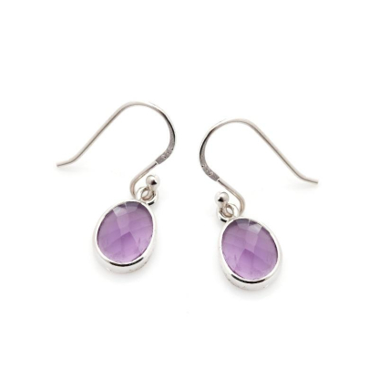 Pendientes con amatista violeta natural, en plata 925 rodiada