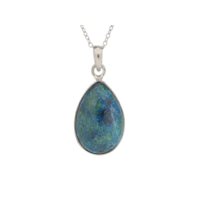 Pendentif goutte avec shattuckite bleue, en argent rhodié 925, hauteur 2+0,8 cm
