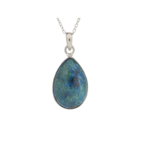 Druppelhanger met blauwe shattuckiet, in 925 gerhodineerd zilver, hoogte 2+0,8 cm