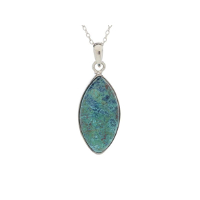 Pingente com shattuckite azul, em prata 925 banhada a ródio, altura 2,5+0,8 cm