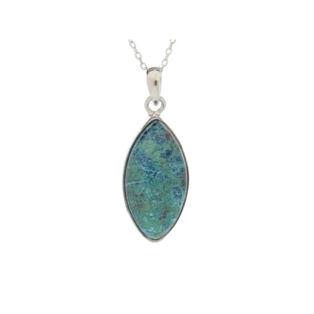 Hanger met blauwe shattuckiet, in 925 gerhodineerd zilver, hoogte 2,5+0,8 cm