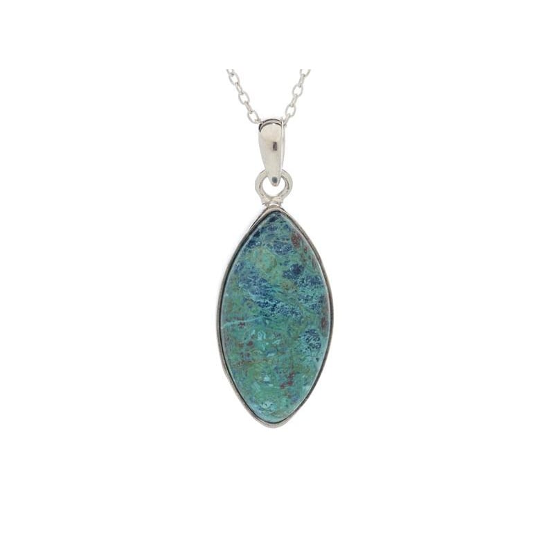 Anhänger mit blauem Shattuckit, aus 925 rhodiniertem Silber, Höhe 2,5+0,8 cm