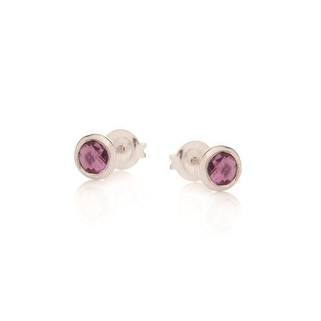 Earrings with natural purple amethyst, in rhodium silver 925