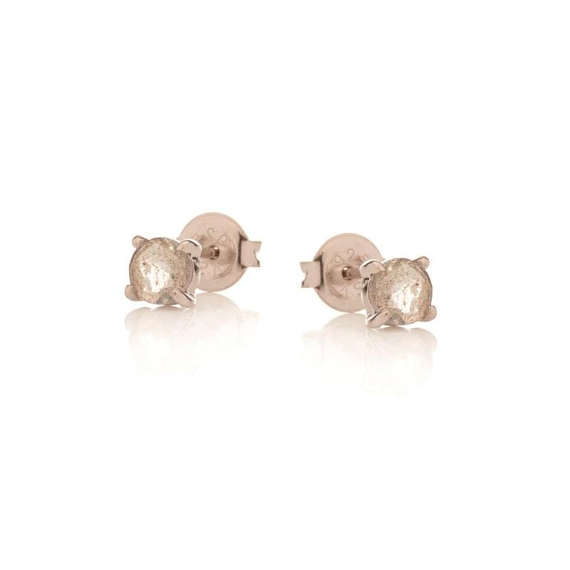Orecchini con labradorite naturale multicolore, in argento 925 rodiato