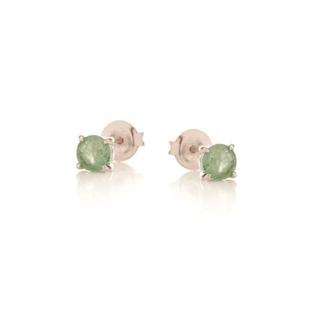 Oorbellen met natuurlijk groen kwarts, in gerhodineerd zilver 925