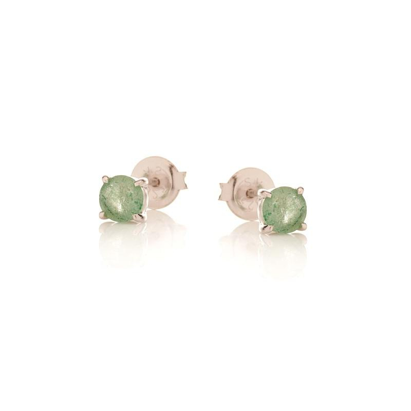 Earrings with natural green quartz, in 925 rhodium silver
