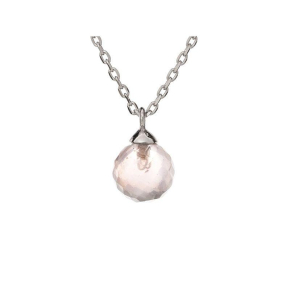 Necklace with natural rose quartz, in 925 rhodium silver, length 42 + 3 cm