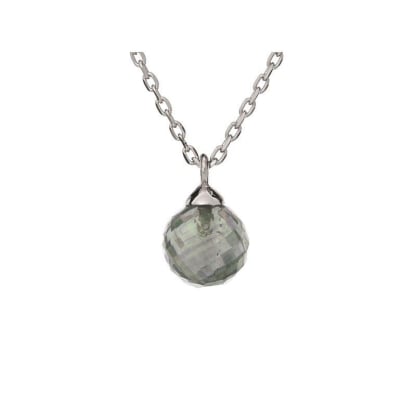 Collier avec aventurine verte, en argent rhodié 925, longueur 42 + 3 cm