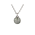 Necklace with green aventurine, in 925 rhodium silver, length 42 + 3 cm