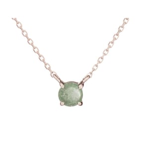 Collana con quarzo verde naturale, in argento 925 rodiato, lunghezza 42+3 cm