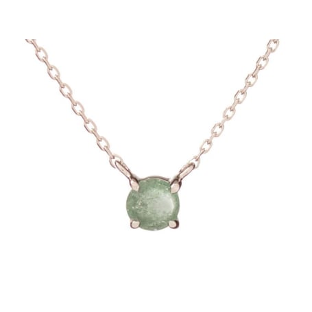 Colier cu cuarț verde natural, din argint 925 rodiu, lungime 42 + 3 cm