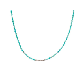 Collier avec amazonite bleue naturelle, en argent rhodié 925, longueur 40 + 5 cm