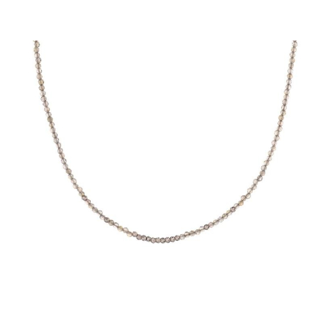 Necklace with natural multi-colored labradorite, 925 rhodium silver, 40 + 5 cm