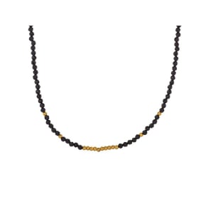 Collana con spinello nero naturale, in argento dorato 925, lunghezza 40+5 cm