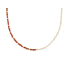 Collier avec grès rouge naturel et perle, argent rhodié 925, longueur 33 + 5 cm