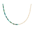 Collier avec turquoise naturelle et perle, argent rhodié, 33 + 5 cm