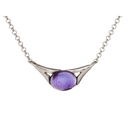 Collana con agata acqua naturale tinta, argento 925 rodiato, lunghezza 40+3 cm