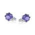 Pendientes con amatista violeta natural cuadrada, en plata 925 rodiada
