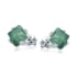 Orecchini a bottone con avventurina verde naturale quadrata, in argento 925 rodiato