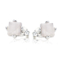 Square white moonstone stud earrings, in 925 rhodium silver