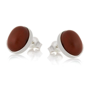 Earrings with natural red jasper, in rhodium silver 925