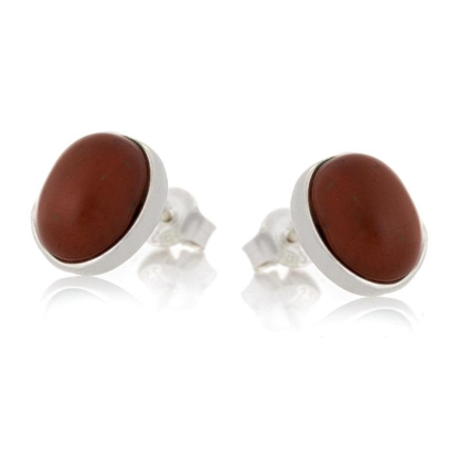 Boucles d'oreilles avec jaspe rouge naturel, en argent rhodié 925
