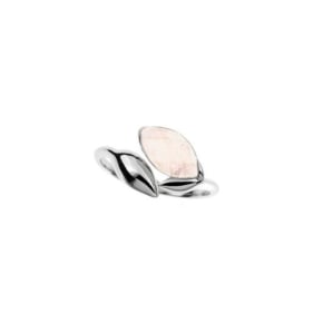 Ring with natural rose quartz, in 925 rhodium silver