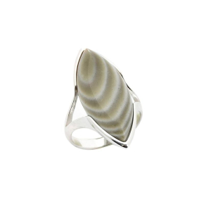 Bague avec silex rayé multicolore naturel, en argent rhodié 925