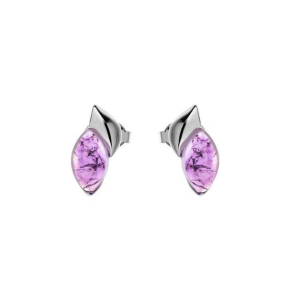 Pendientes con amatista violeta natural, en plata 925 rodiada