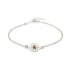 Bracelet soleil avec ambre vert rond, en argent rhodié 925, longueur 17+3 cm