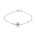 Pulseira sol com âmbar verde redondo, em prata 925 banhada a ródio, comprimento 17+3 cm