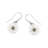 Sun earrings with natural green amber, in 925 rhodium silver