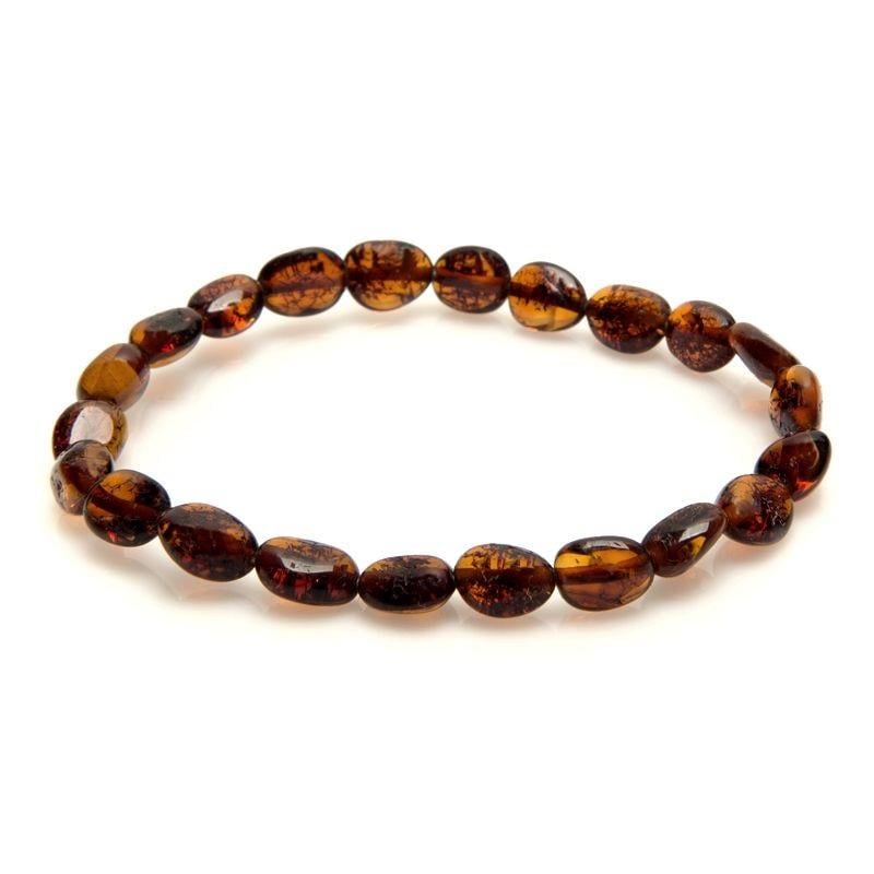 Pulsera con ámbar coñac natural del olivo del Mar Báltico, longitud 19 cm
