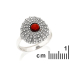 Ring met natuurlijke cognac amber uit de Baltische Zee rond, gemaakt van verouderd zilver 925