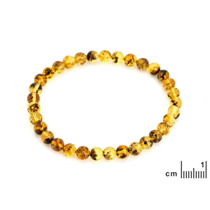 Bracelet avec ambre vert naturel de la mer Baltique boule, longueur 18-19 cm