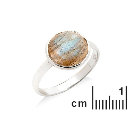 Anello con labradorite naturale multicolore, in argento 925 rodiato