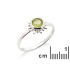 Bague avec péridot vert naturel, en argent rhodié 925