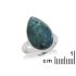 Doğal mavi shattuckite taşlı yüzük, 925 rodyum kaplama gümüş