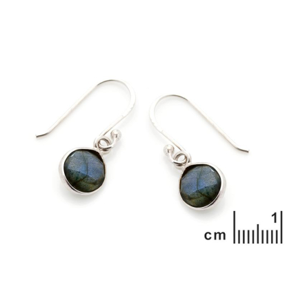 Orecchini con labradorite naturale multicolore, in argento 925 rodiato