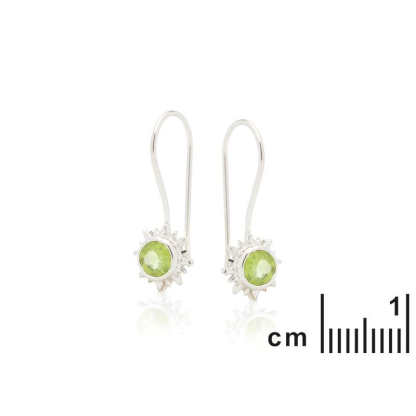 Cercei cu peridot verde natural, din argint 925 placat cu rodiu