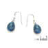 Earrings with natural blue shattuckite, in rhodium silver 925