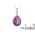 Pandantiv picătură cu ametist violet, argint placat cu rodiu 925, înălțime 1,5+0,8 cm