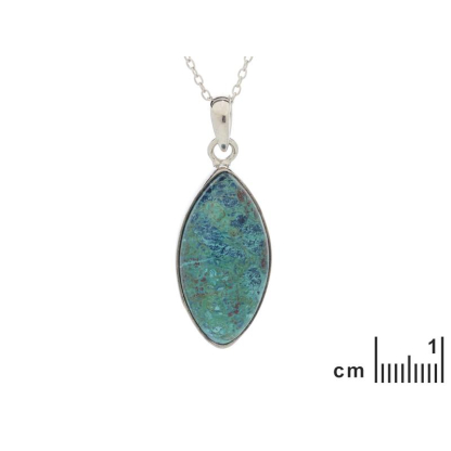 Pendentif avec shattuckite bleue, en argent rhodié 925, hauteur 2,5+0,8 cm