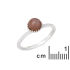 Ring met natuurlijk roze maansteenbol, in 925 gerhodineerd zilver