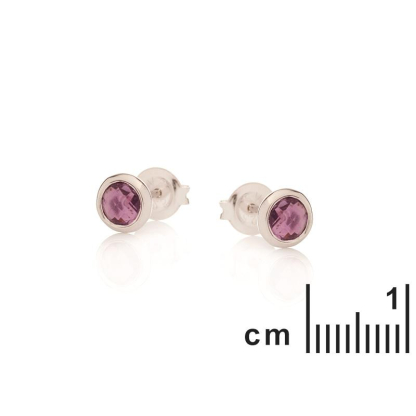 Pendientes con amatista violeta natural, en plata 925 rodiada