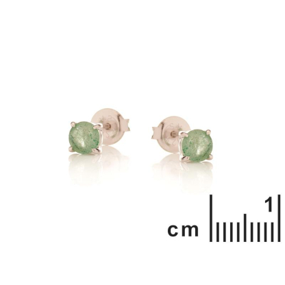 Earrings with natural green quartz, in 925 rhodium silver